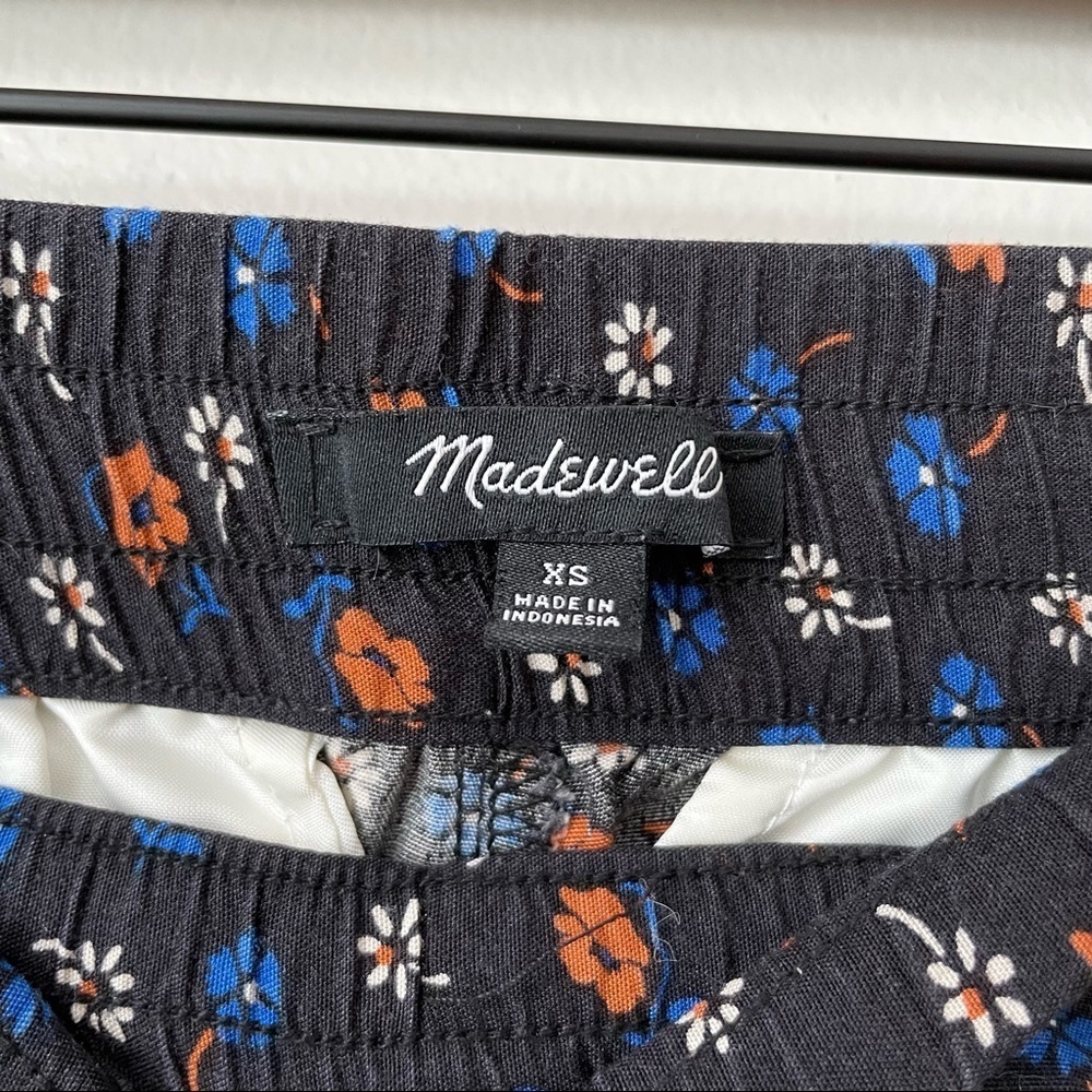 Madewell Prairie Posies Black Floral Cobalt Blue Piping Track Trousers - Picture 10 of 11